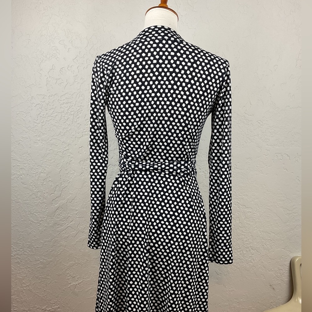 Banana Republic Long Sleeve Black White Polka Dot Wrap Dress Size XS - Picture 10 of 13